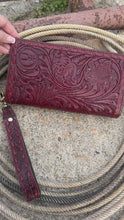 Load and play video in Gallery viewer, Tooled Organizer Wallet ~ Vintage Red
