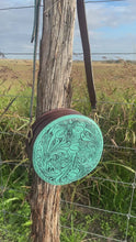 Load and play video in Gallery viewer, San Juan Tooled Crossbody ~ Turquoise
