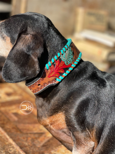 Multi Color Tooled Dog Collar #5756