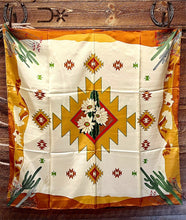 Load image into Gallery viewer, Cactus, Aztec, Mustard Silk Scarf
