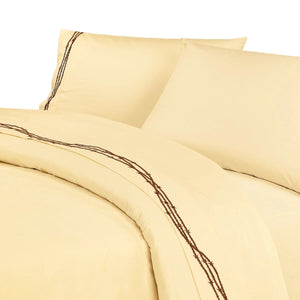 Embroidered Barbwire Sheet Set ~ Cream