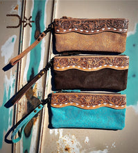 Load image into Gallery viewer, Tooled Wristlet Clutch
