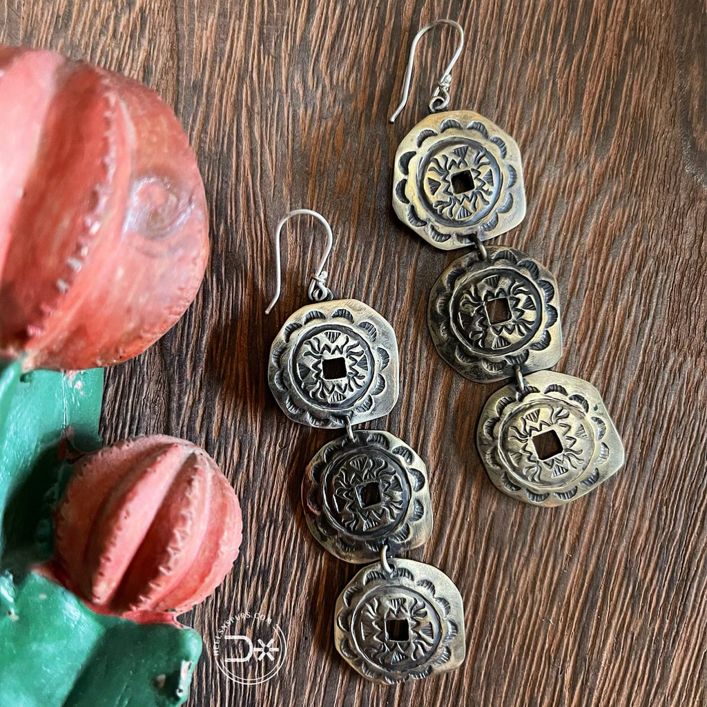 Cowgirl Concho Earring ~ Authentic German Silver
