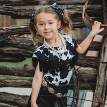 Load image into Gallery viewer, Cowprint Fringe Off Shoulder Top
