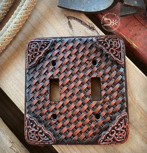 Basket Weave Double Switch Plate