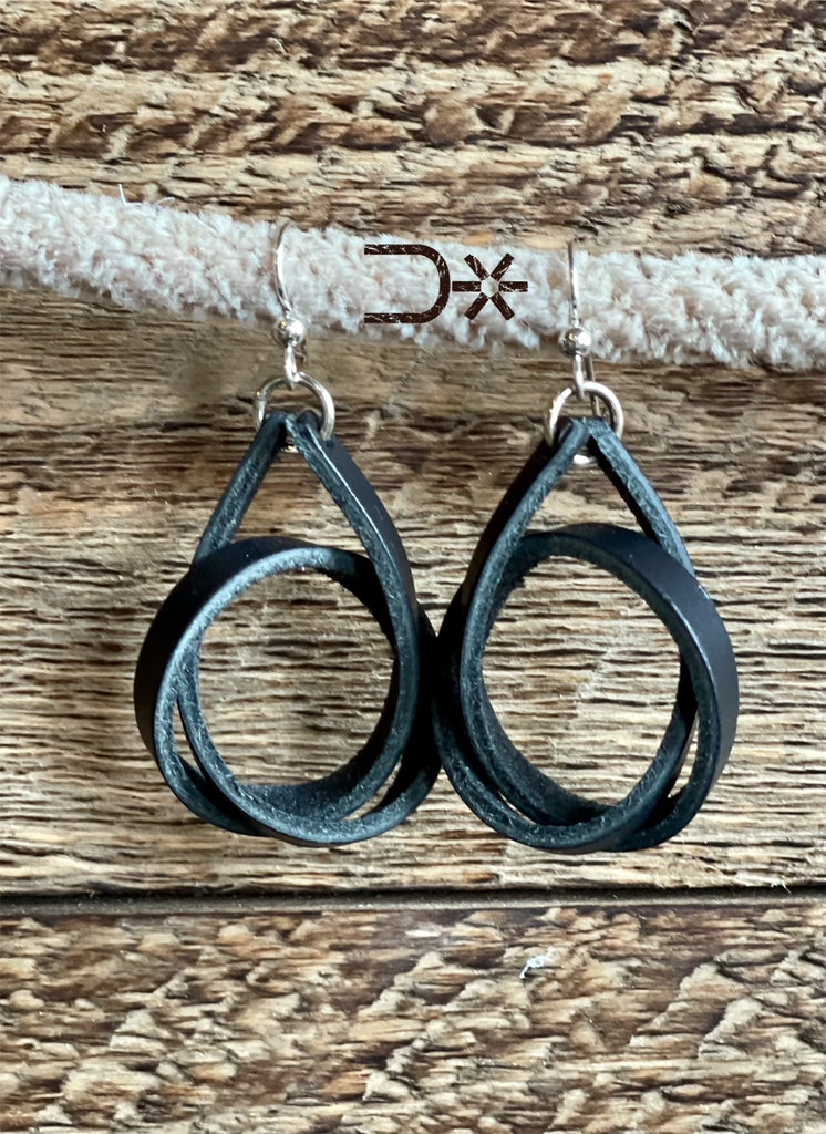 Knot Earrings ~ Black Leather